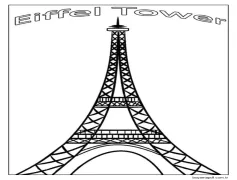 Yazdırılabilir temel Eyfel Kulesi Boyama Sayfası
