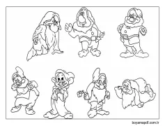 Yedi Cüceler Boyama Sayfası