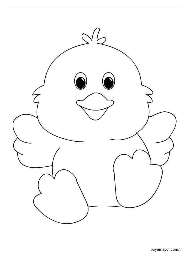 1 Yaşındaki Çocuklar İçin Sevimli Ördek Boyama Sayfası