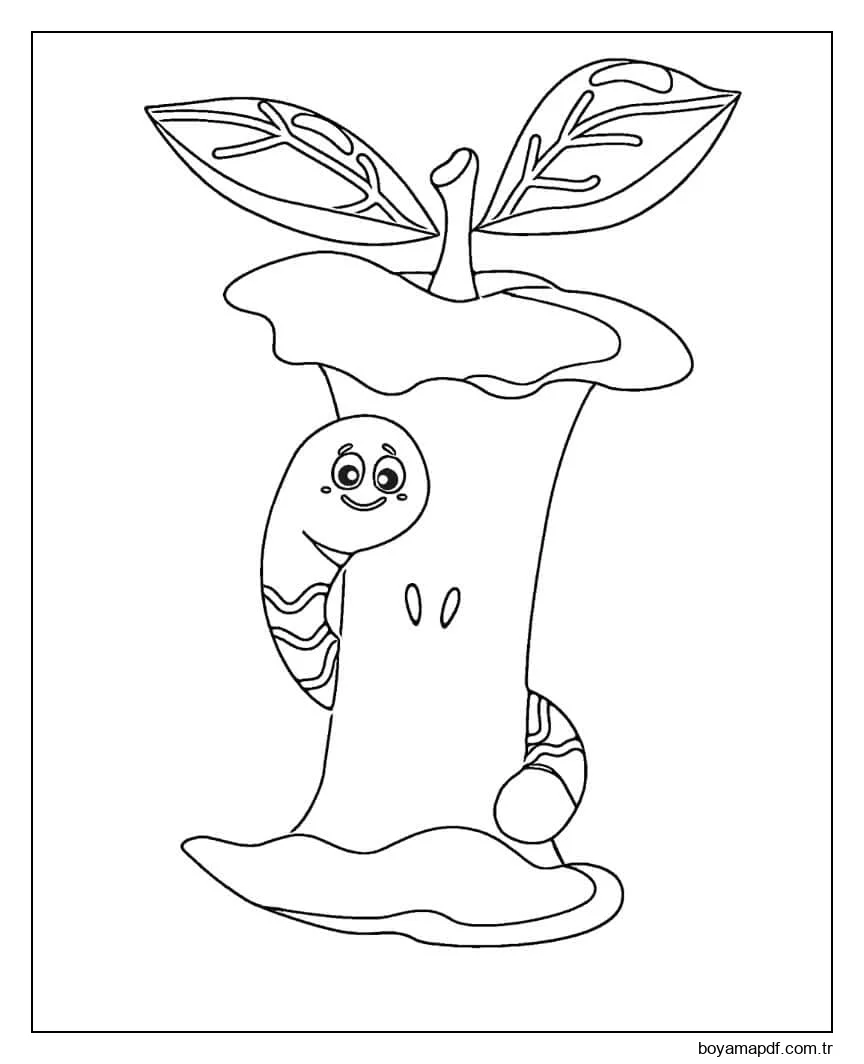 Ağaca Sarılan Solucan Boyama Sayfası