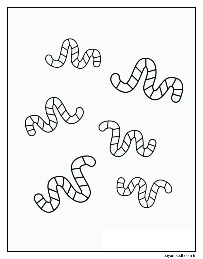 Altı Solucan Boyama Sayfası