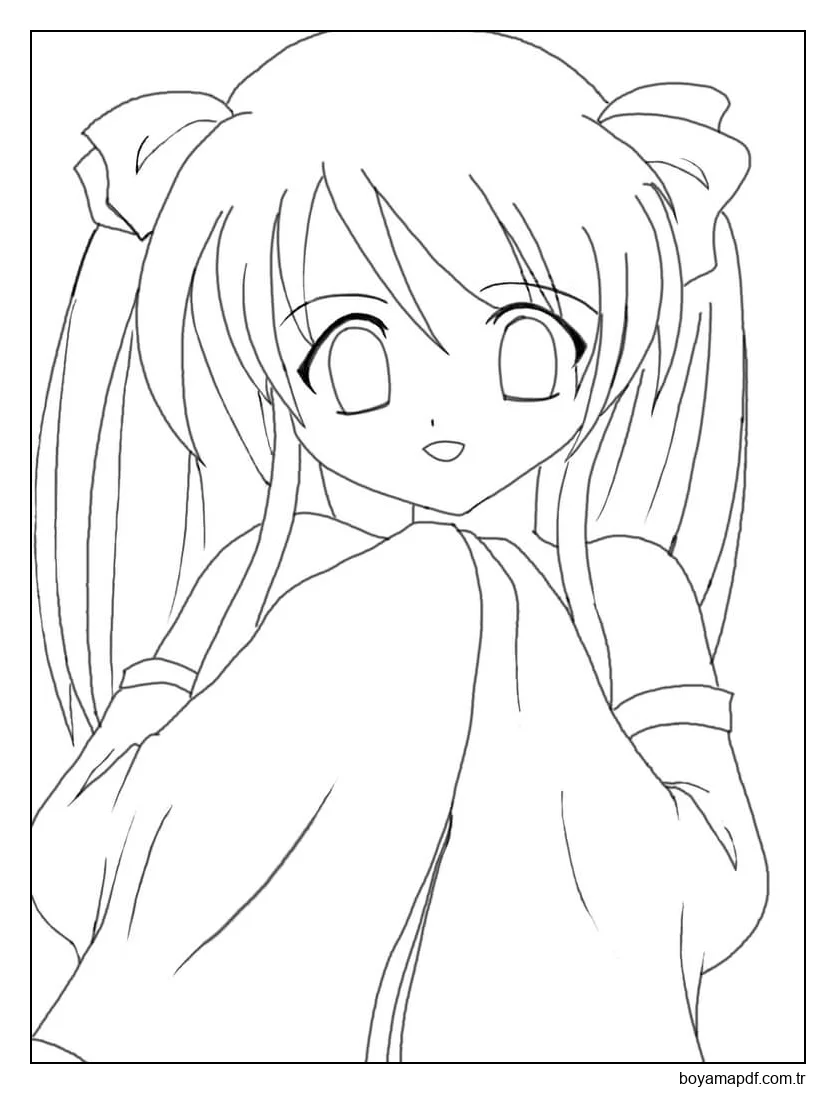 Anime Kız Eğlence Kawaii Boyama Sayfası