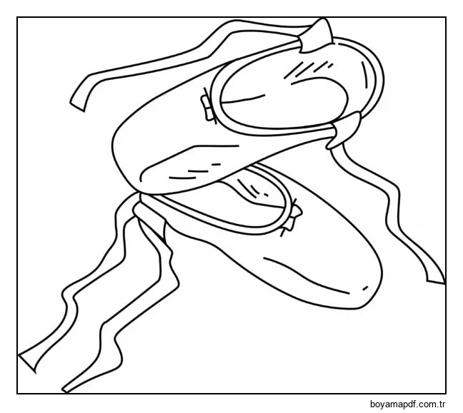 Balerin iş ayakkabısı. Boyama Sayfası