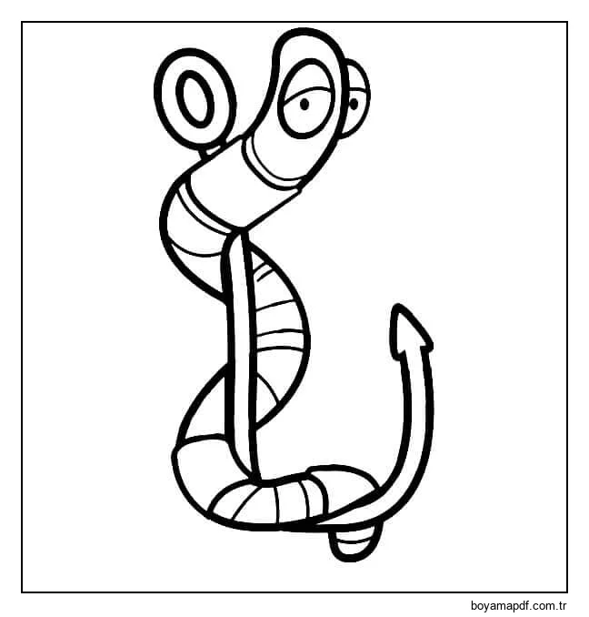 Balık Oltasındaki Solucan Boyama Sayfası