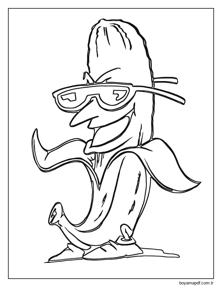 Banana Engraçada Boyama Sayfası
