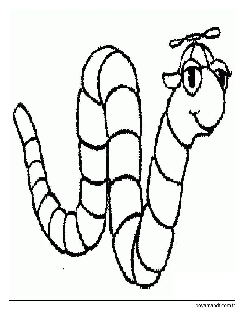Basit Çizim Solucanı Boyama Sayfası