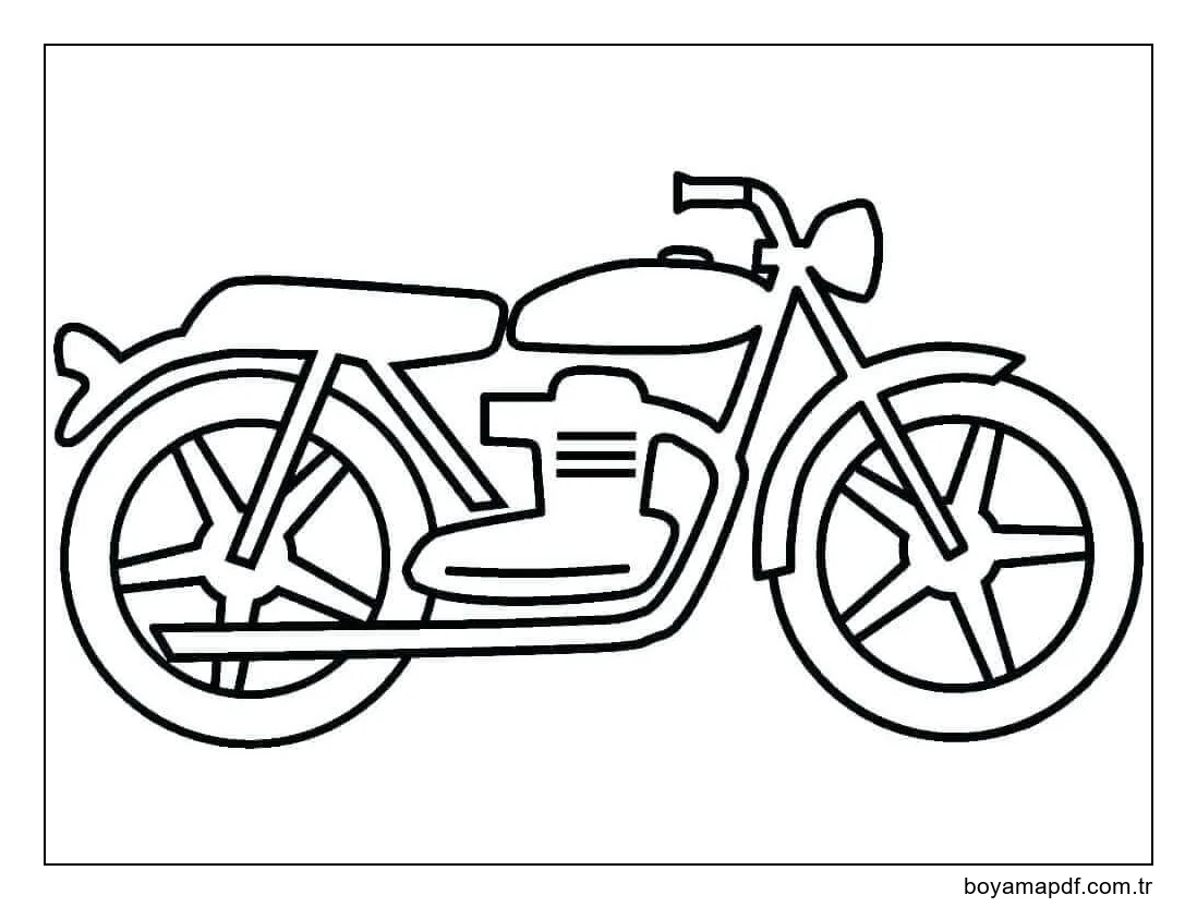 Basit Motosiklet Boyama Sayfası