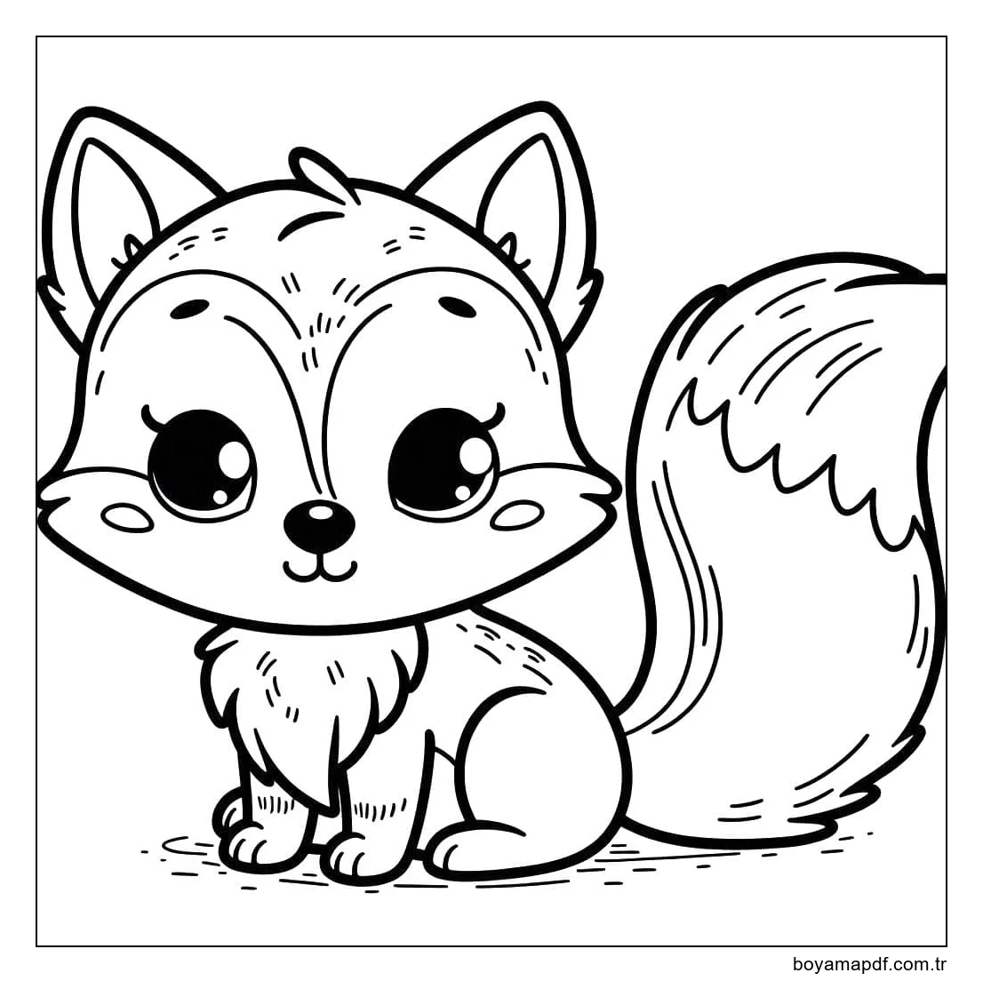 Basit tilki çizimi Boyama Sayfası