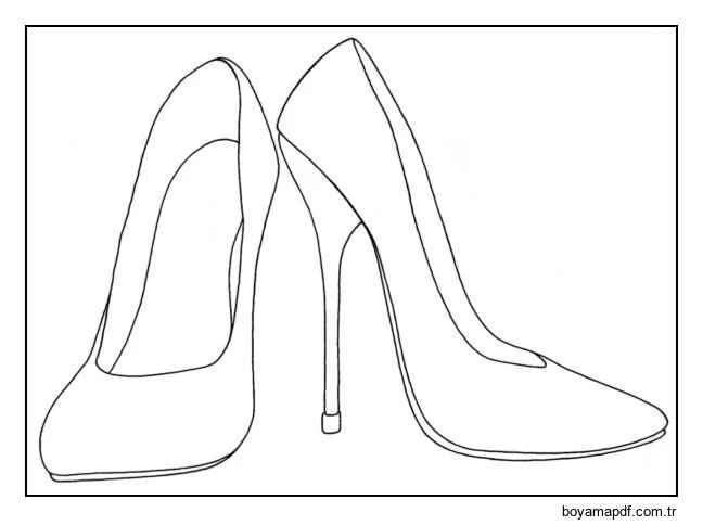 Bayan ince topuklu ayakkabılar Boyama Sayfası