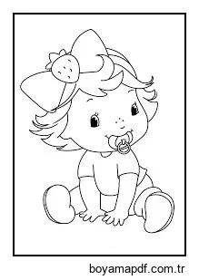 Bebek Çilek Kız Boyama Sayfası