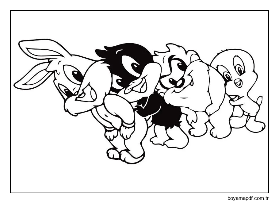 Bebek Daffy Ördek Ve Arkadaşları Boyama Sayfası