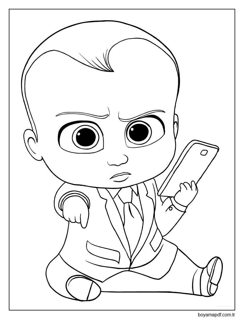 Bebek Patron Ciddi Yüz Boyama Sayfası