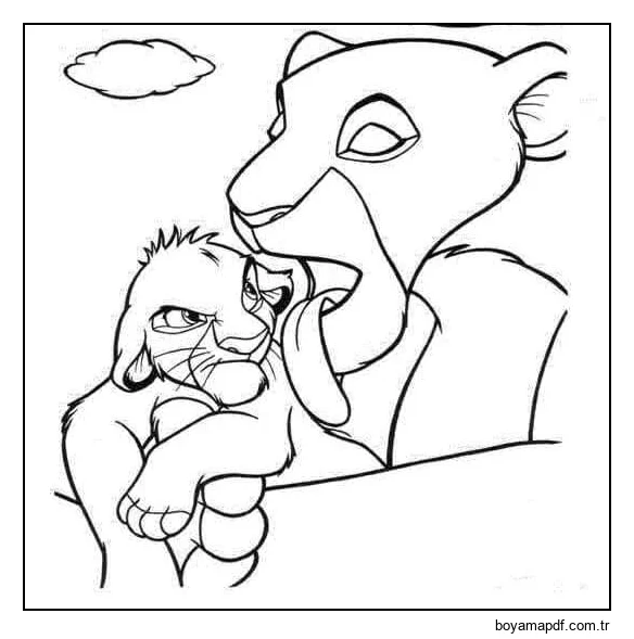 Bebek Simba Boyama Sayfası