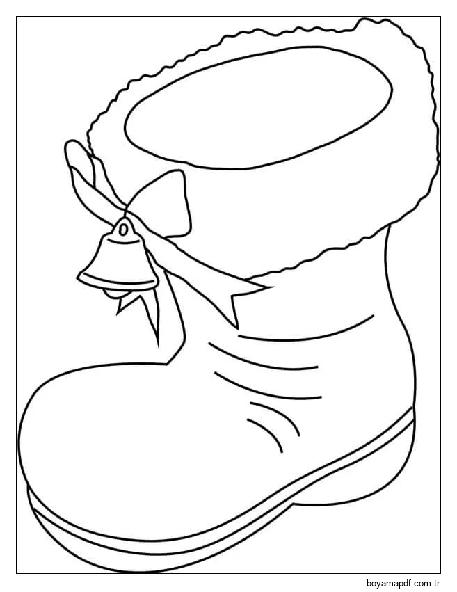 Bir Noel Baba Ayakkabısı Boyama Sayfası