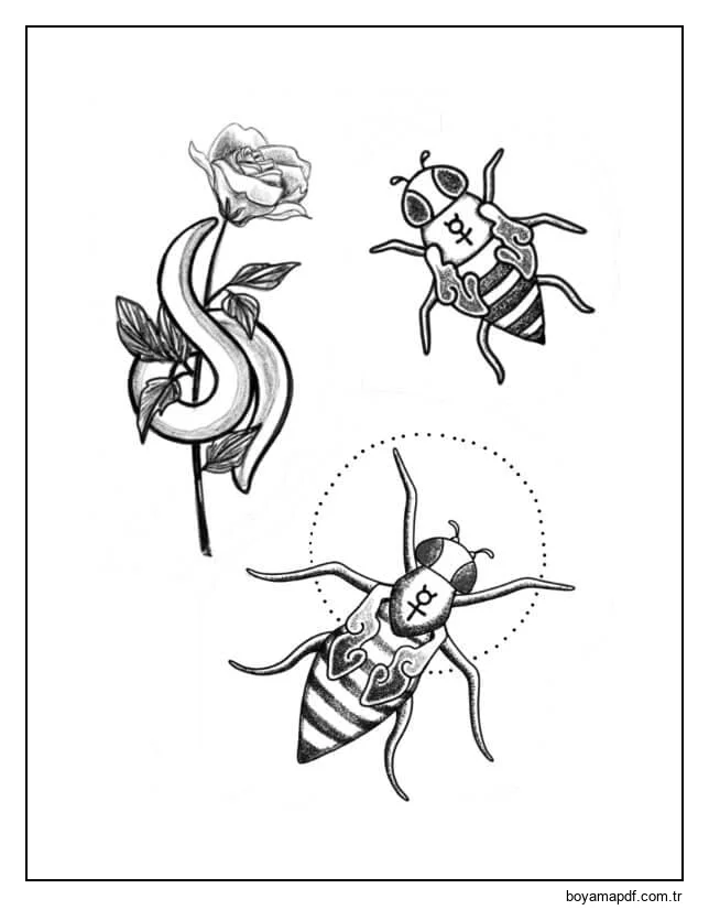 Böcekli Solucan Boyama Sayfası