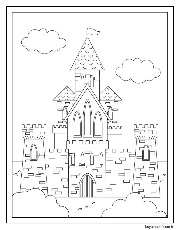 Büyülü Kale Boyama Sayfası