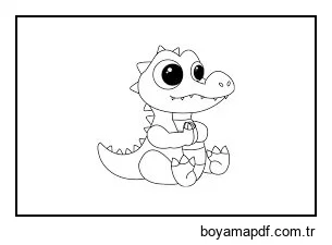 Chibi Timsah Oturan Boyama Sayfası