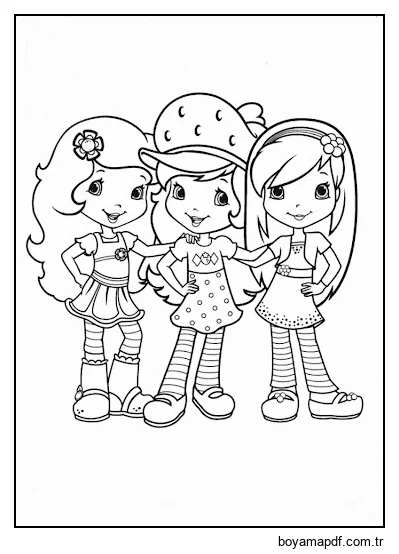 Çilek Kız Ve Arkadaşı Boyama Sayfası