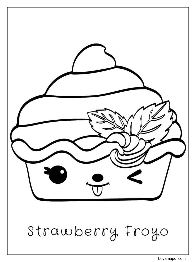 Çilekli Froyo Boyama Sayfası