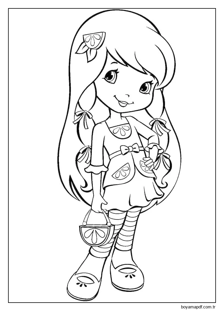 Çilekli Pastada Limon Beze Boyama Sayfası