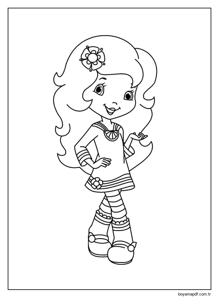 Çilekli Pastada Portakal Çiçeği Boyama Sayfası