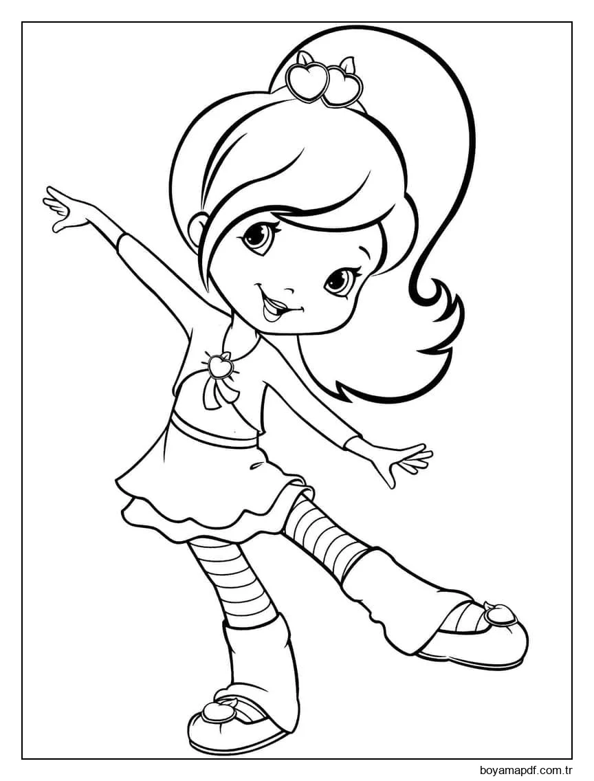 Çilekli Pastadan Erik Pudingi Boyama Sayfası