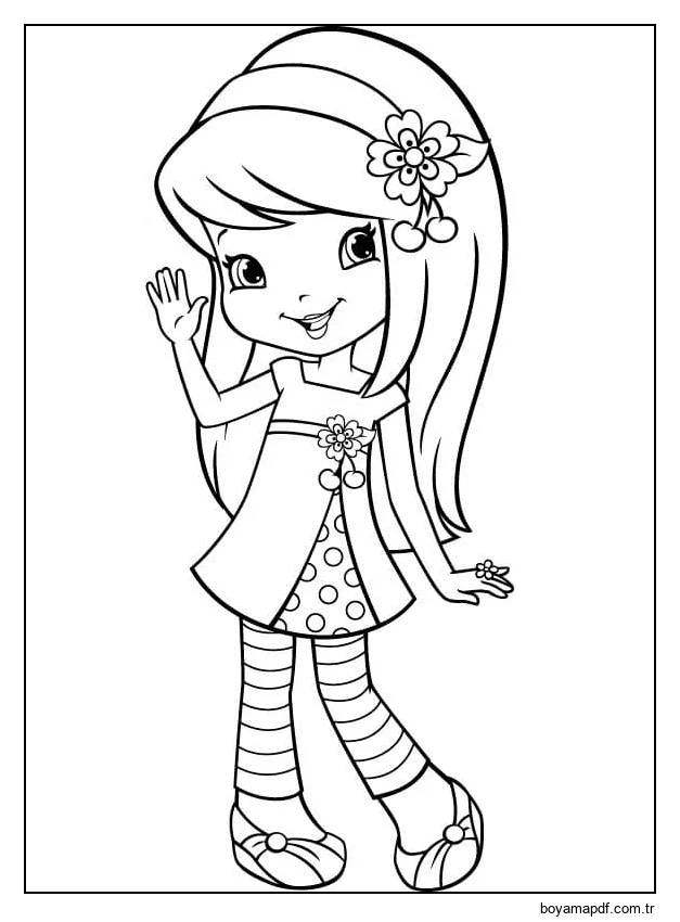 Çilekli Pastadan Kiraz Reçeli Boyama Sayfası