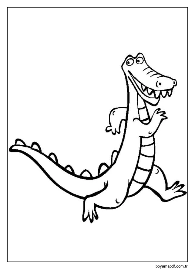 Çizgi Film Timsah Yürüyüşü Boyama Sayfası