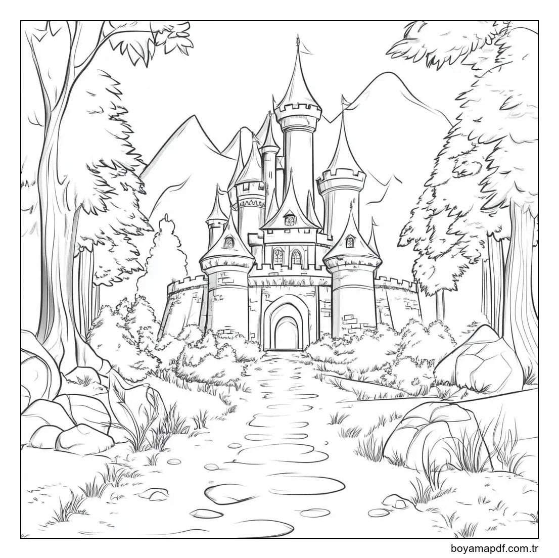 Çizim Kale çok güzel Boyama Sayfası