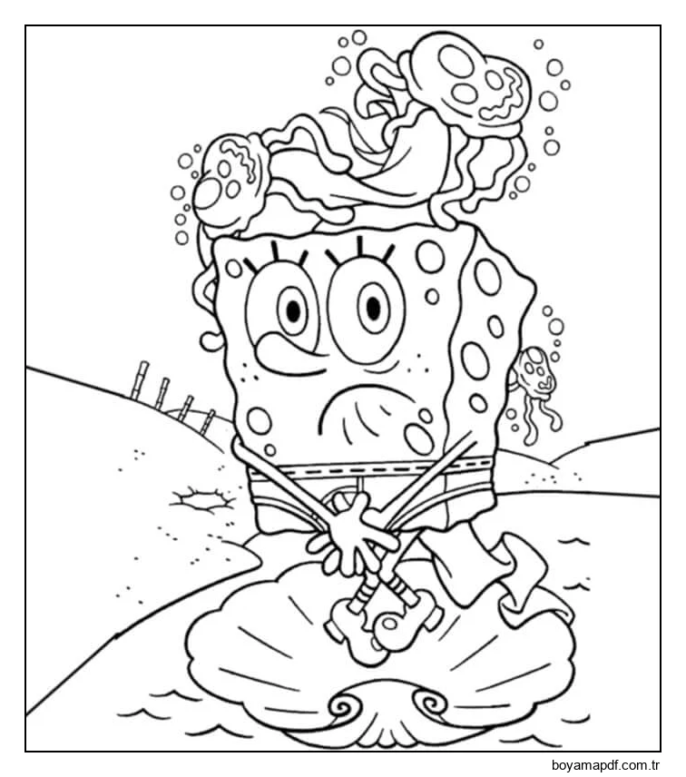 Deniz Kabuğunda Sünger Bob Boyama Sayfası