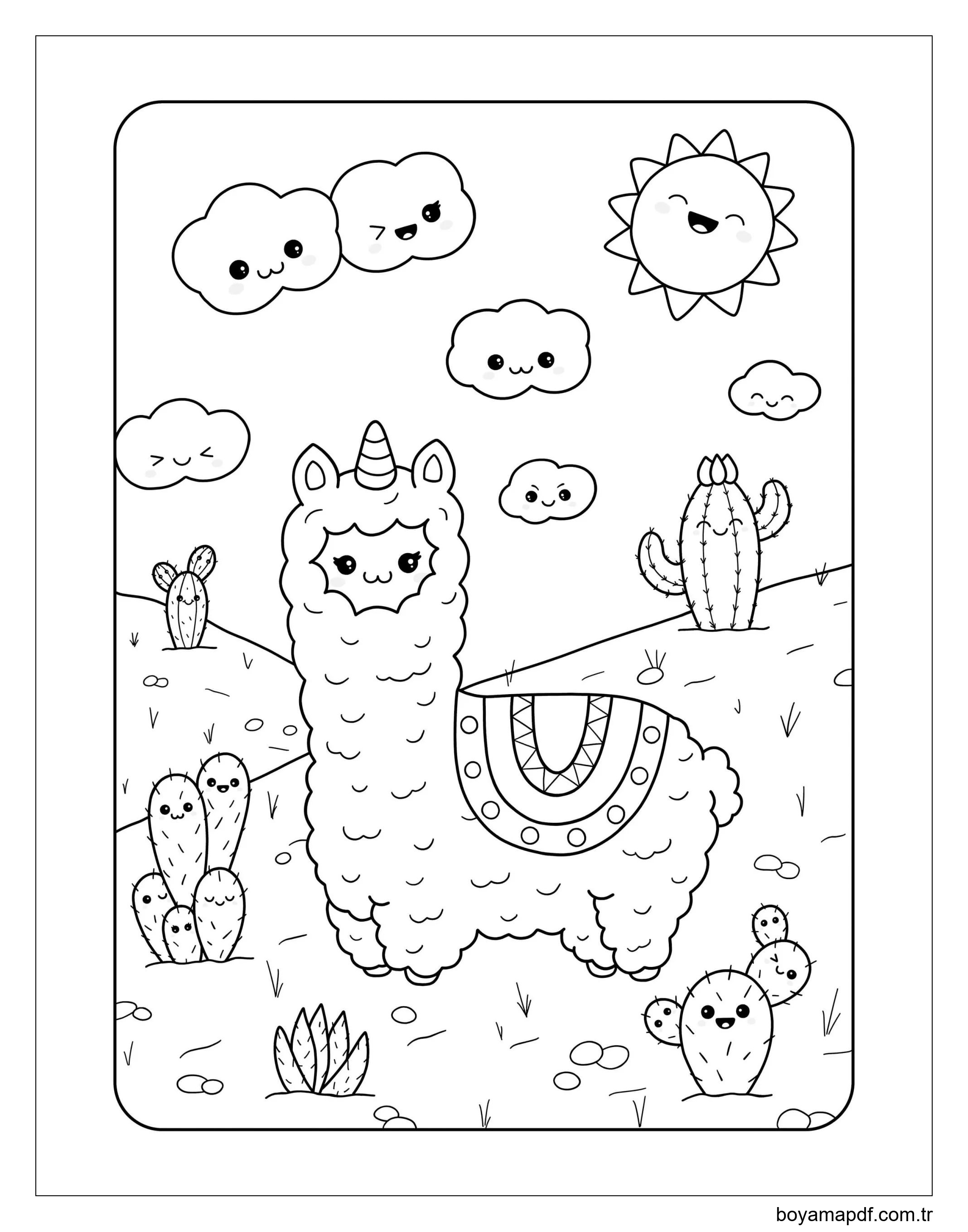 Deve Kawaii Boyama Sayfası