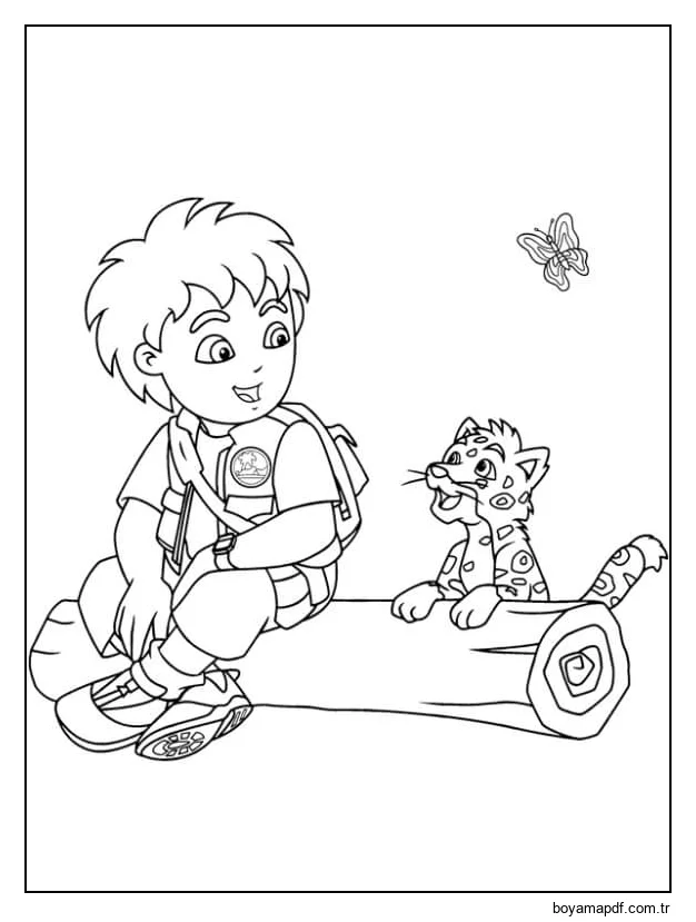 Diego ve bebek Jaguar Boyama Sayfası
