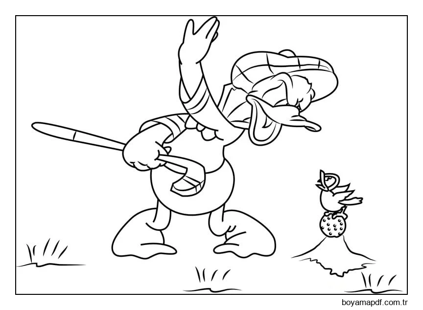 Donald ördek Golf Oynarken Boyama Sayfası