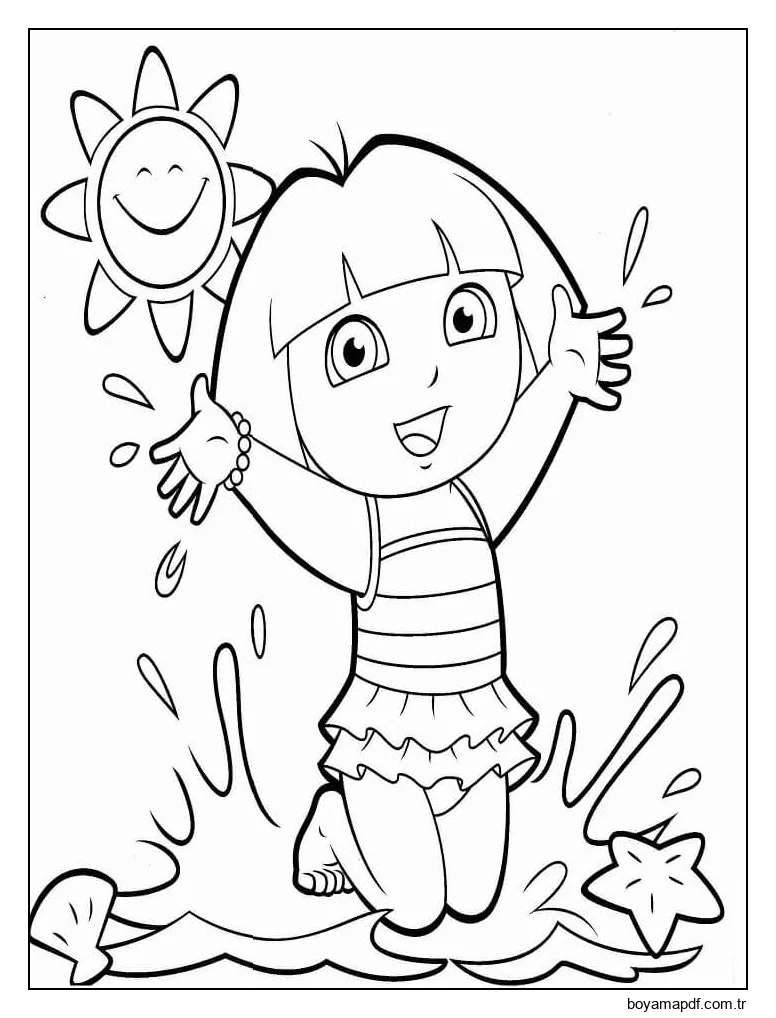 Dora Sahilde Boyama Sayfası