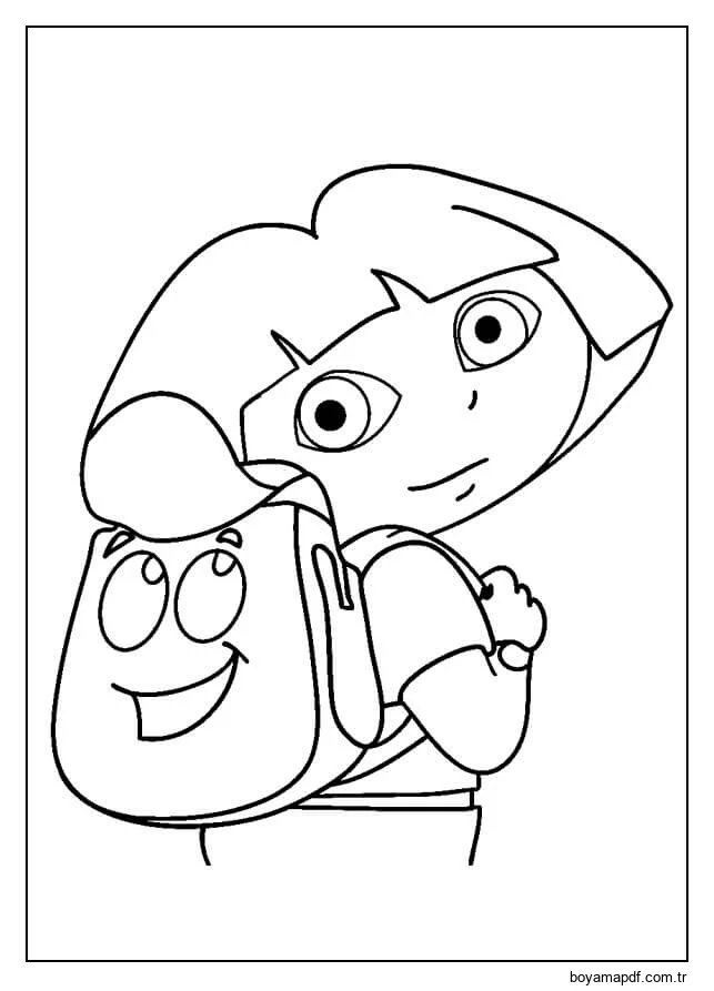Dora Sırt Çantalı Boyama Sayfası