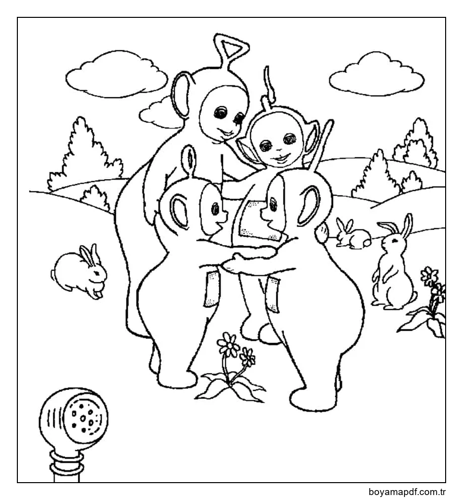 Dost Teletubbiler Boyama Sayfası