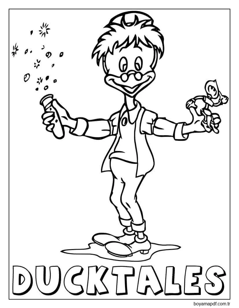 Ducktales'den Gyro Gearloose Boyama Sayfası