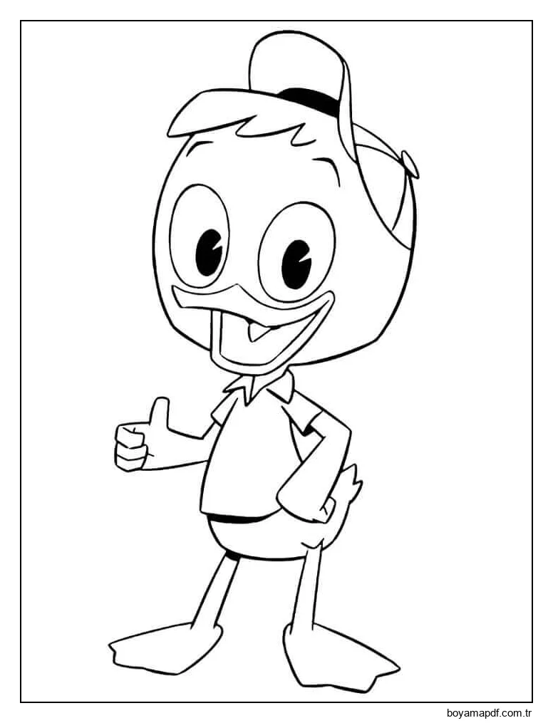 Ducktales'den Huey ördek Boyama Sayfası