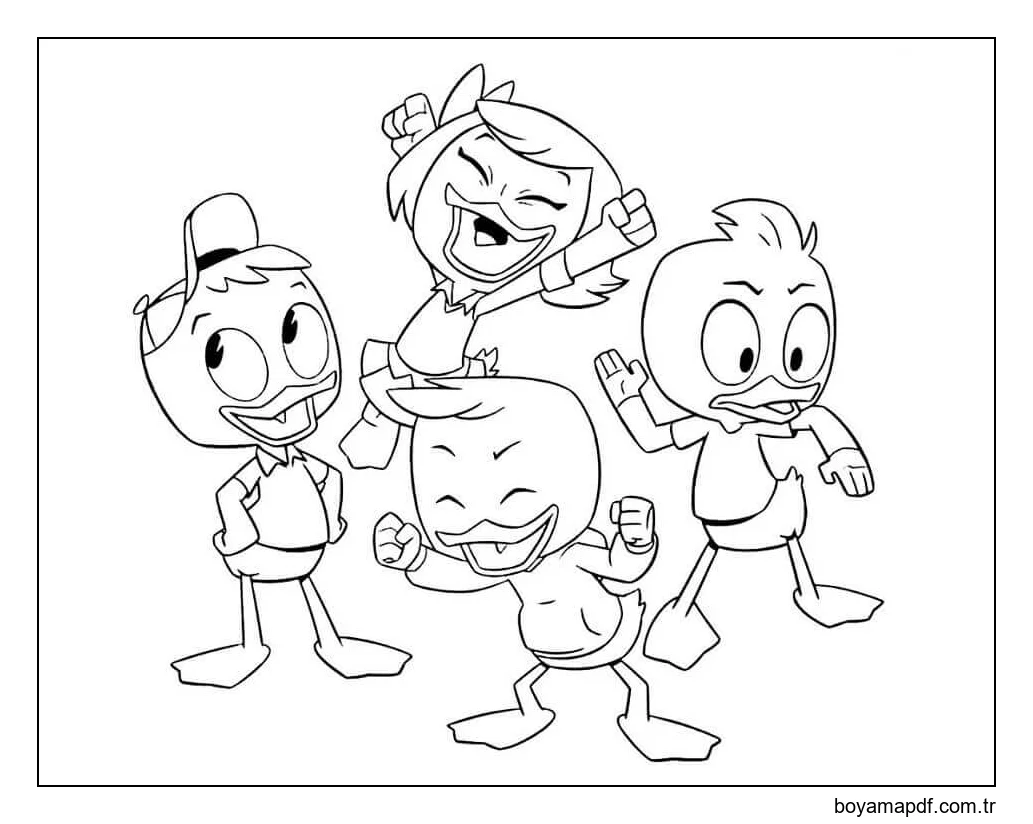 Ducktales'den Küçük Ördekler Boyama Sayfası