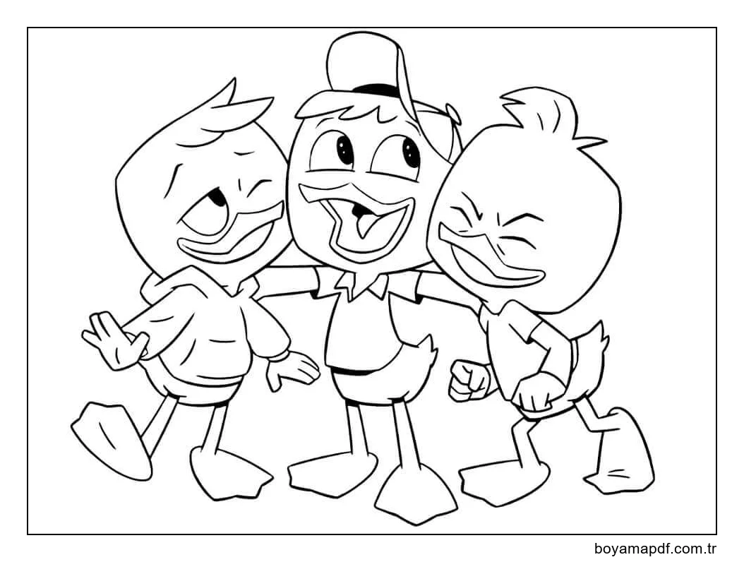Ducktales'den Mutlu Ördekler Boyama Sayfası