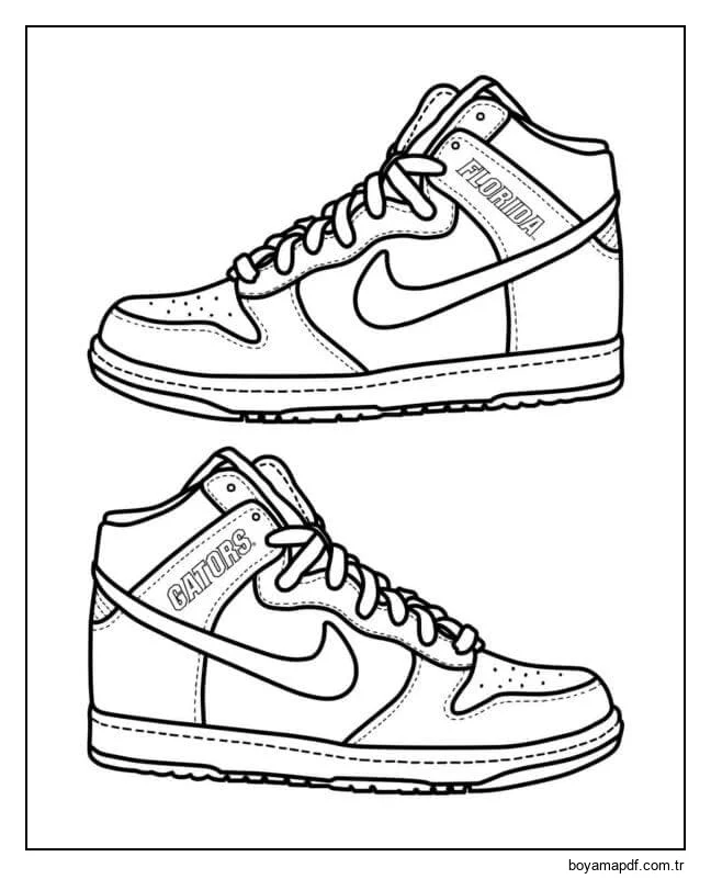El çizimi çift Nike Air Jordan Boyama Sayfası
