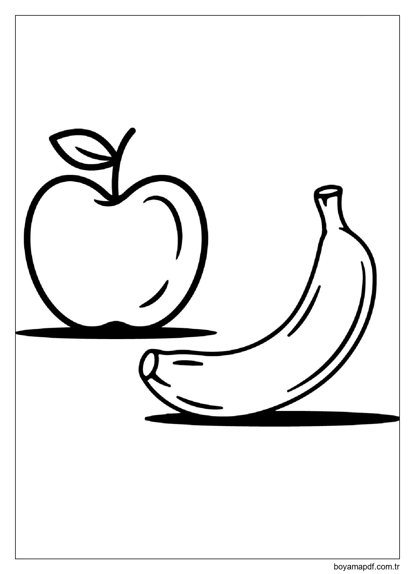 Elma ve Muz Boyama Sayfası