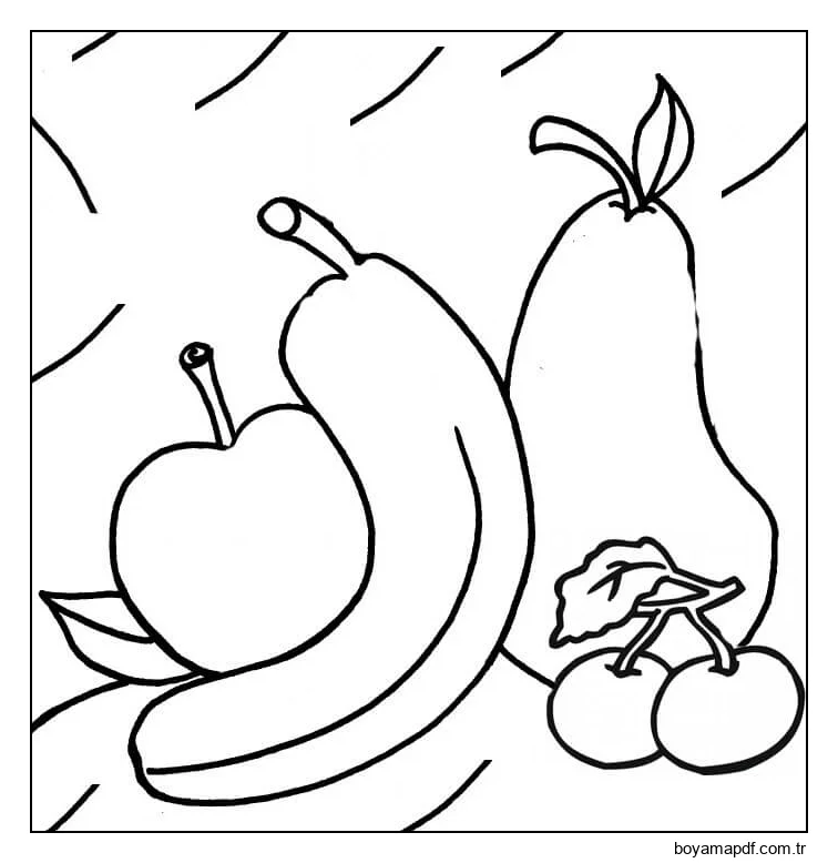 Elmalar ve muzlar Boyama Sayfası