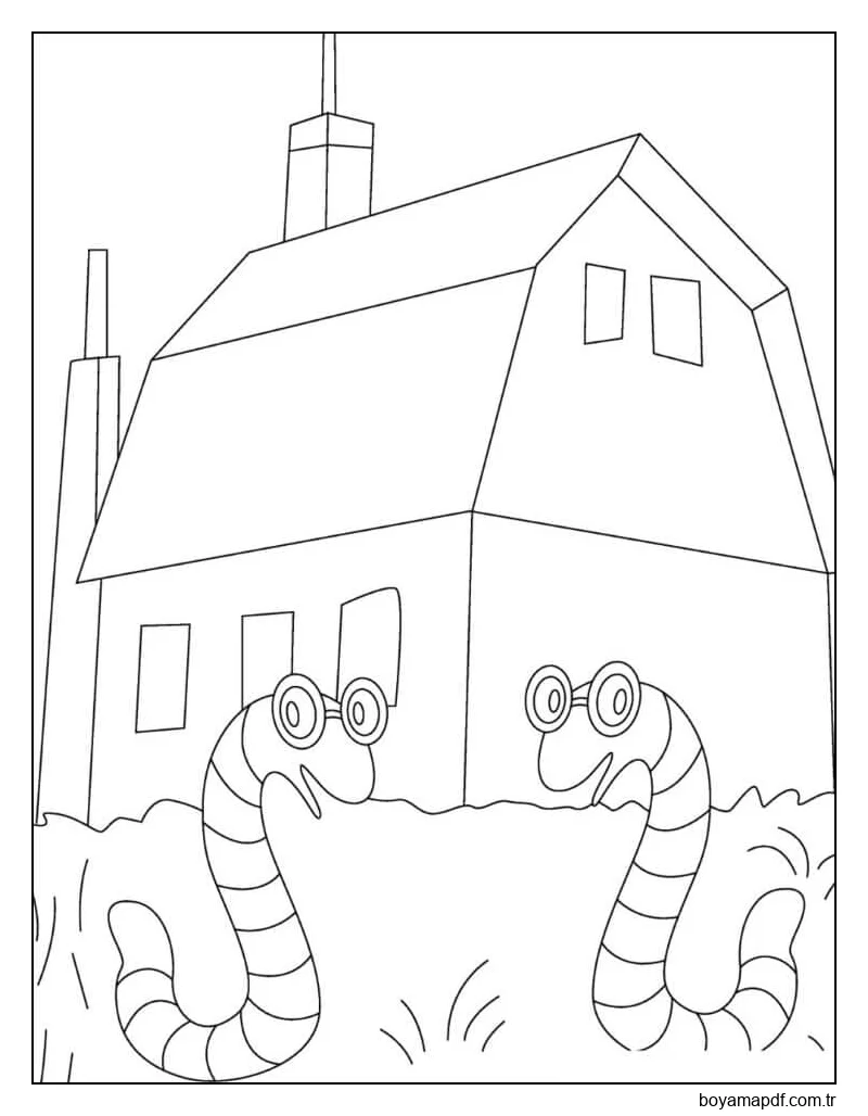 Evli İki Solucan Boyama Sayfası