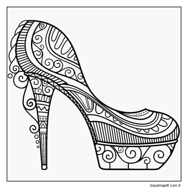 Glamour tasarımcı ayakkabı Boyama Sayfası