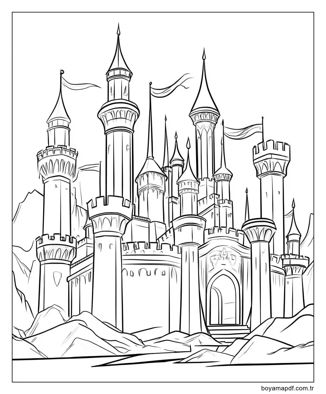 Görkemli Kale çizin Boyama Sayfası