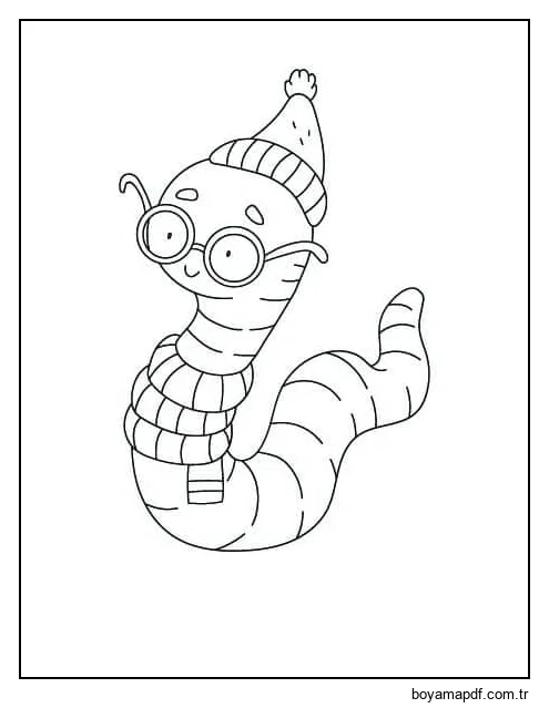 Gülümseyen Sevimli Solucan Boyama Sayfası