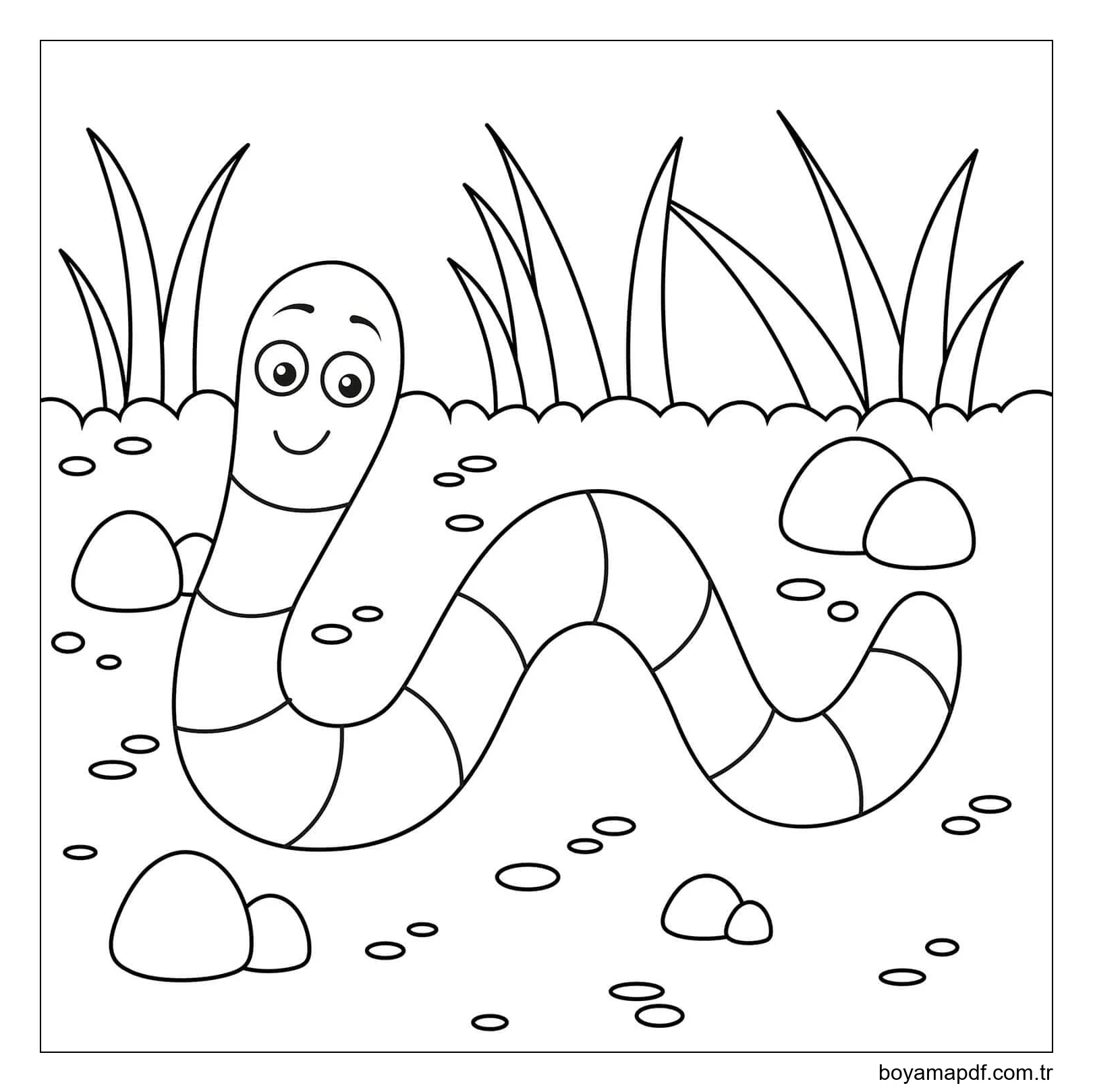 Gülümseyen Solucan Boyama Sayfası