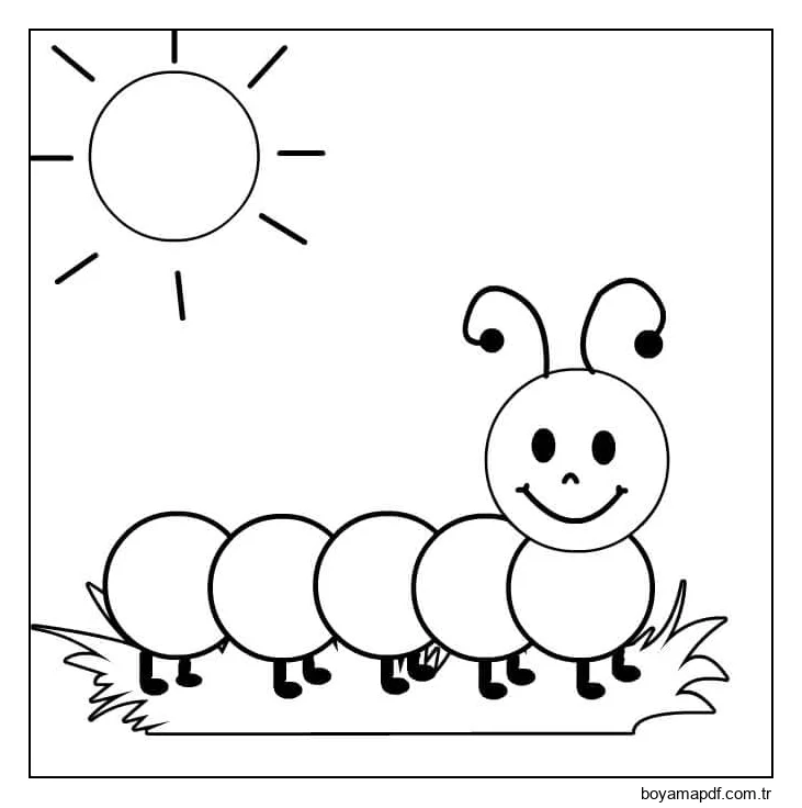 Güneşli Solucan Boyama Sayfası