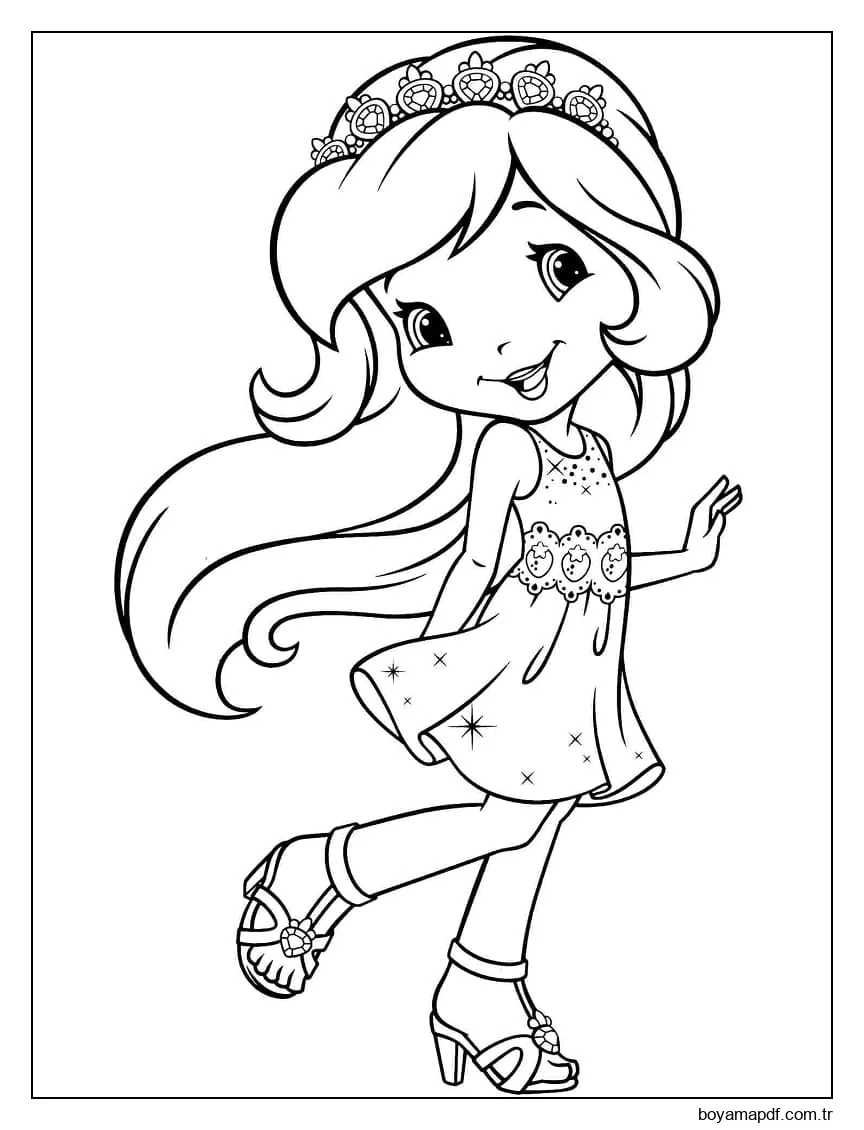 Güzel Çilekli Pasta Boyama Sayfası